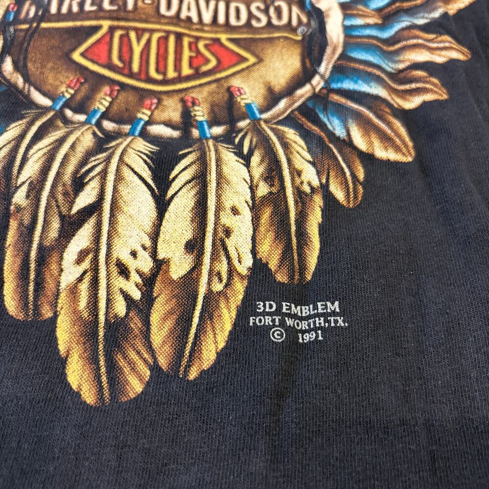 Vintage 1991 Harley Davidson 3D Emblem Biker Dreamcatcher L Native Longsleeve - Picture 3 of 7